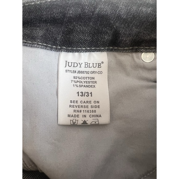 Judy Blue Skinny Fit Jeans 13/31 Hi Rise Distressed Hem Tapered Gray JB88792-GRY - Picture 10 of 13